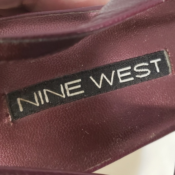 Nine West Burgundy Peep Toe Sling Back Heels 9M - Picture 7 of 8